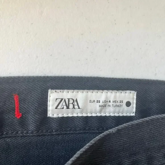 NWT! Zara Straight Leg Dark Gray High Rise Jean Size 4 - Picture 3 of 13